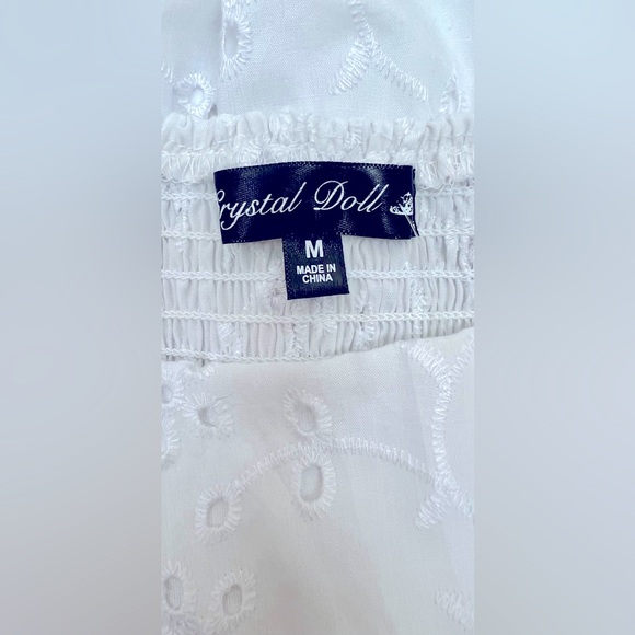 White Eyelet Babydoll Dress Sz L by Crystal Doll - Picture 3 of 6